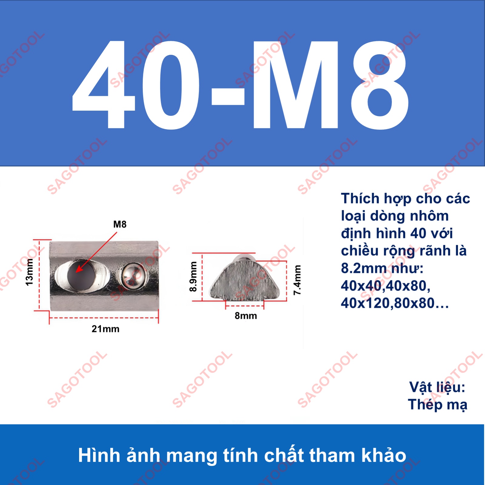 Tán chữ T bi, con trượt bi cho nhôm định hình 2020 3030 4040 (5con) - Ảnh 18