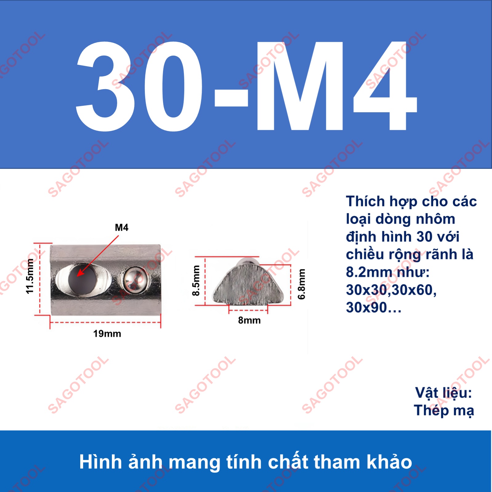 Tán chữ T bi, con trượt bi cho nhôm định hình 2020 3030 4040 (5con) - Ảnh 11