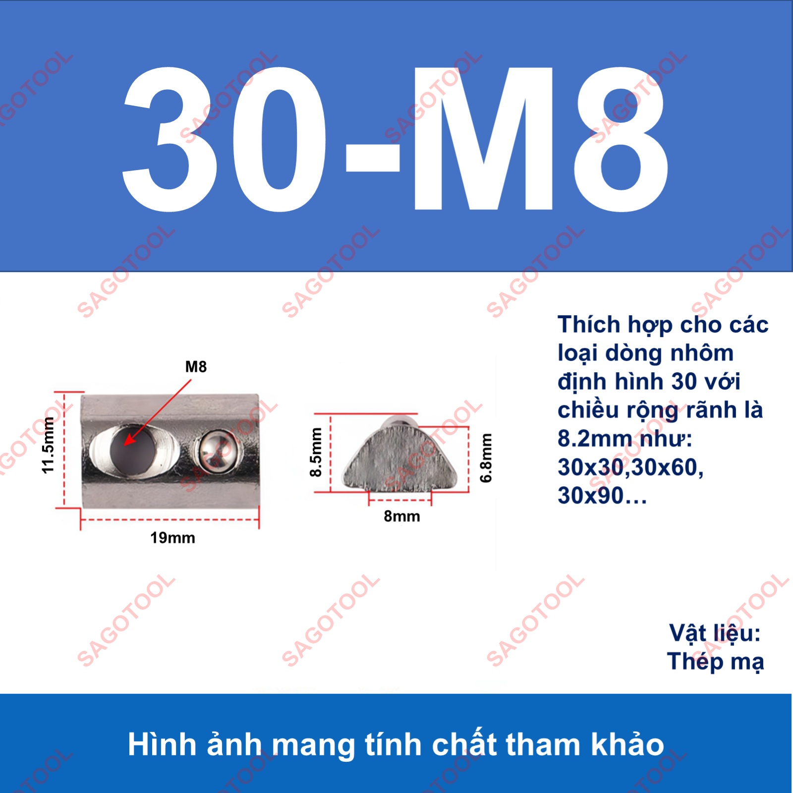 Tán chữ T bi, con trượt bi cho nhôm định hình 2020 3030 4040 (5con) - Ảnh 14