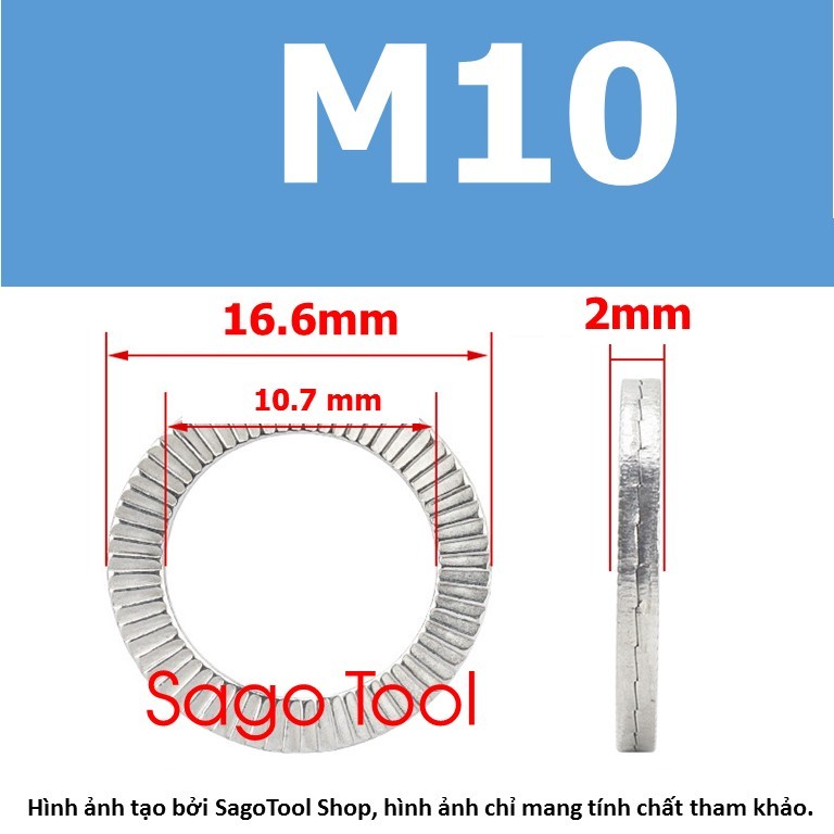 Long đền chống xoay, lông đền răng chống tháo, Long đen Inox 304 cho bulong 3 ly 6 ly 8 ly 10 ly 12 ly - Ảnh 3