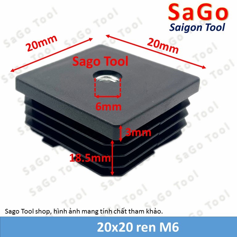 Nắp chụp sắt hộp, đầu bịt chân bàn ghế loại nhựa có ren nhiều kích thước - Ảnh 7