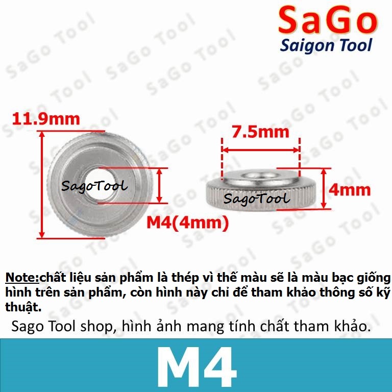 Núm vặn ren tròn bằng thép size M3 M4 M5 M6 M8 M10 - Ảnh 6