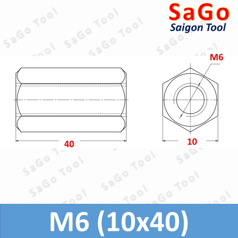 Ống nối ty ren lục giác INOX 304 - Nối ren M3 M4 M5 M6 M8 M10 - Ảnh 11