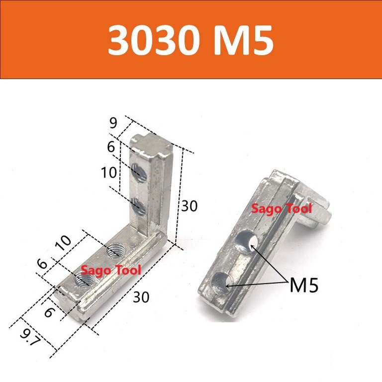 Ke góc vuông chìm 2 lỗ cho nhôm định hình 3030 4040 ren M5 M6 - Ảnh 7