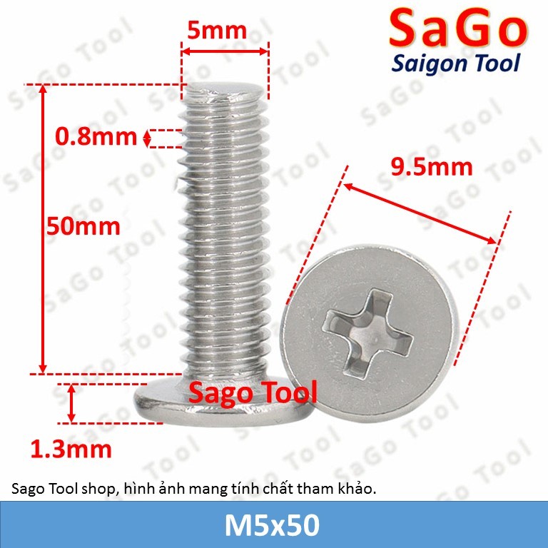 Ốc vít inox 304 đầu pake dẹp mỏng phẳng 3ly 4ly 5ly 6 ly (10 con) - Ảnh 26