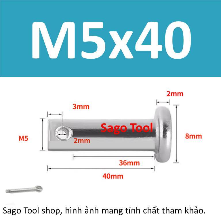 Trục gài chốt chẻ, chốt định vị bắt chốt chẻ size 3ly 4ly 5ly 6ly 8ly - Ảnh 22
