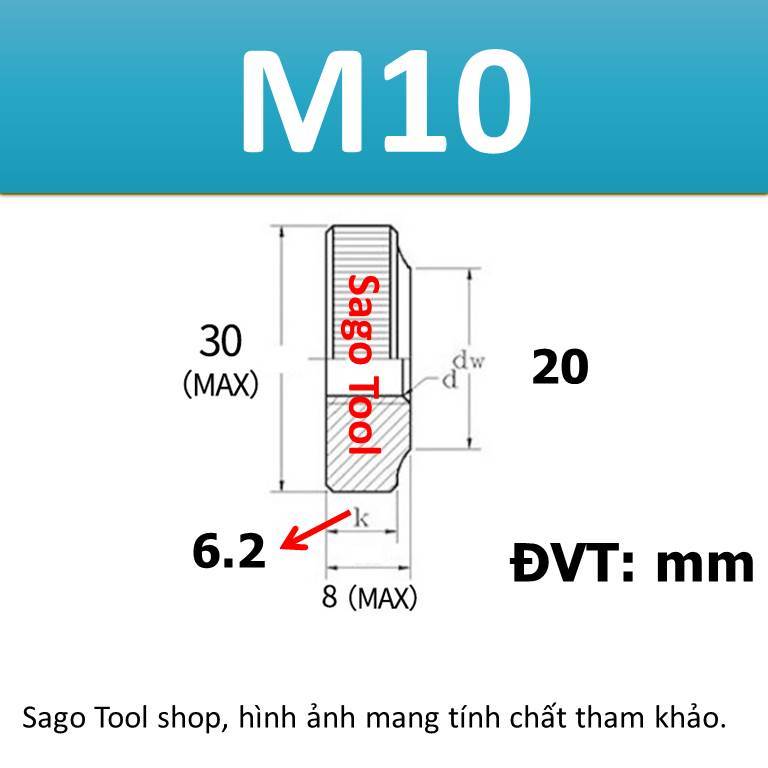 Núm vặn ren tròn inox 304 size M3 M4 M5 M6 M8 M10 loại tốt - Ảnh 7