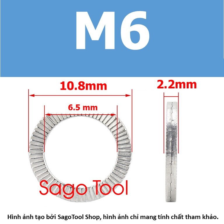 Long đền chống xoay, lông đền răng chống tháo, Long đen Inox 304 cho bulong 3 ly 6 ly 8 ly 10 ly 12 ly - Ảnh 8