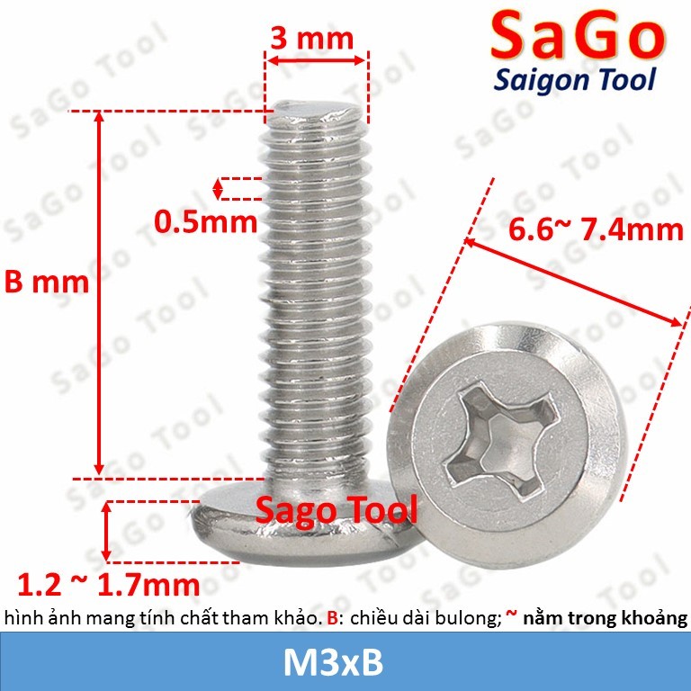 Ốc vít inox 304 đầu pake dẹp mỏng vát 3ly 4ly 5ly 6 ly (10 con) - Ảnh 25
