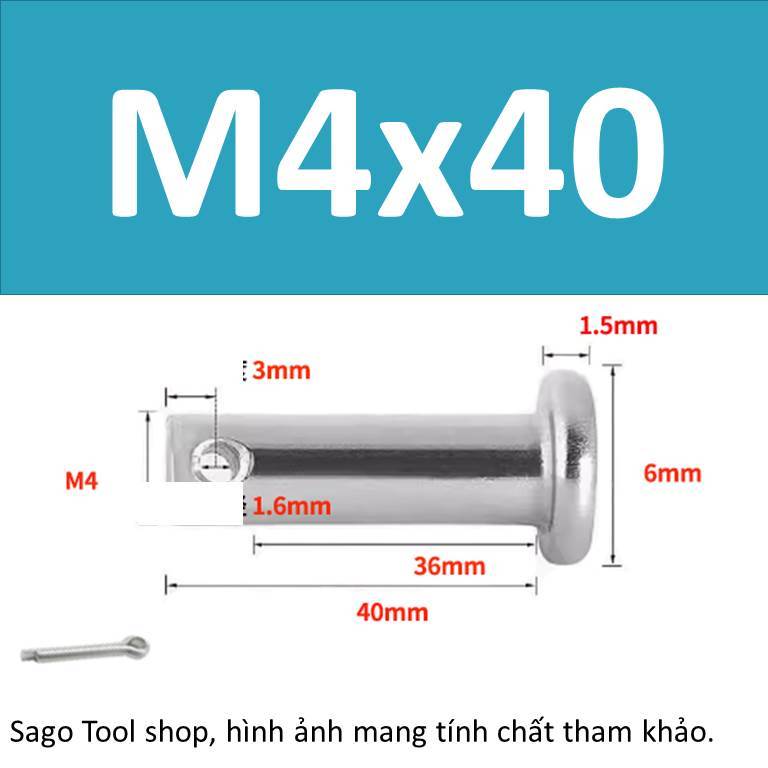 Trục gài chốt chẻ, chốt định vị bắt chốt chẻ size 3ly 4ly 5ly 6ly 8ly - Ảnh 19