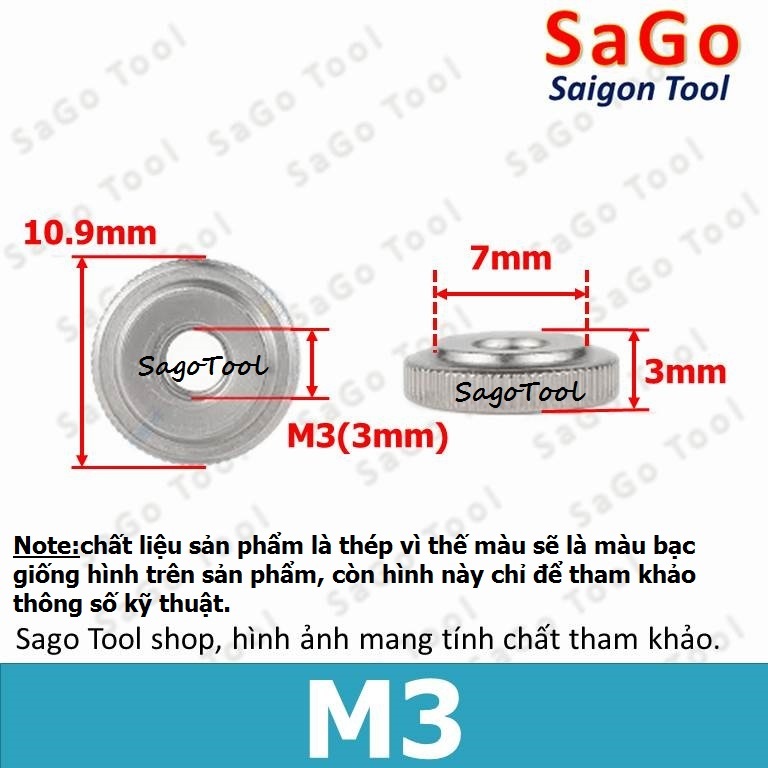 Núm vặn ren tròn bằng thép size M3 M4 M5 M6 M8 M10 - Ảnh 5