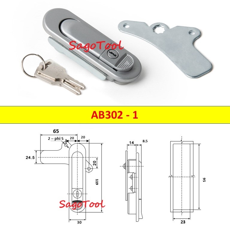 Khóa cửa tủ điện bền đẹp, chống gỉ sét kích thước AB301, AB302, AB303 - Ảnh 4