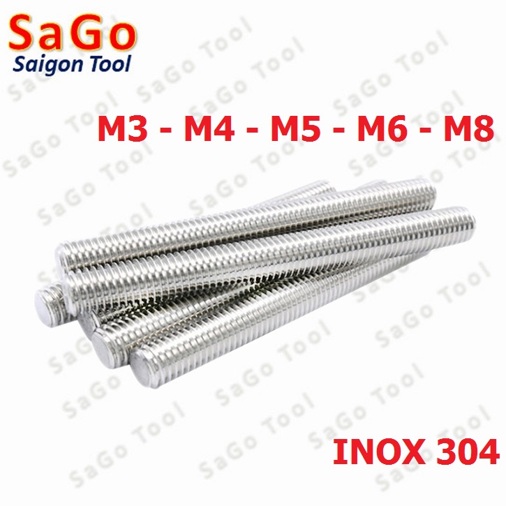 Cây ty ren INOX 304 M3 M4 M5 M6 M8 M10 - Ảnh 3