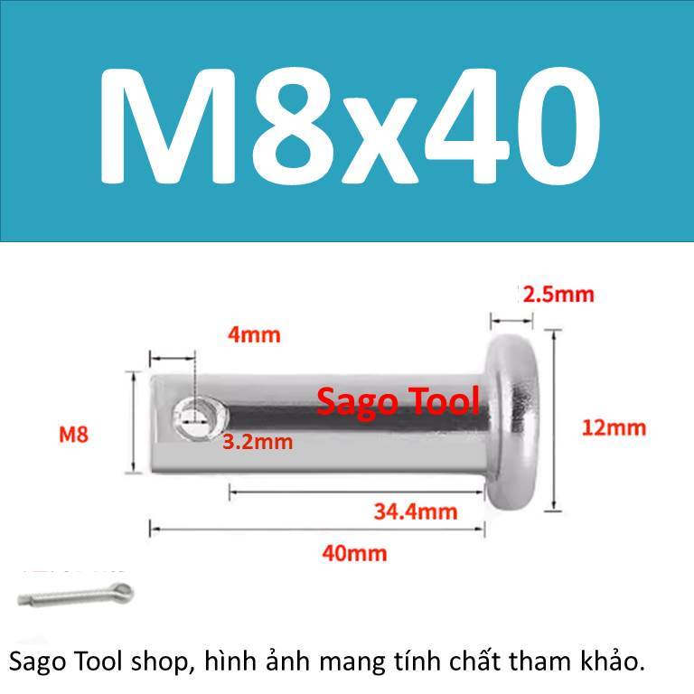 Trục gài chốt chẻ, chốt định vị bắt chốt chẻ size 3ly 4ly 5ly 6ly 8ly - Ảnh 24