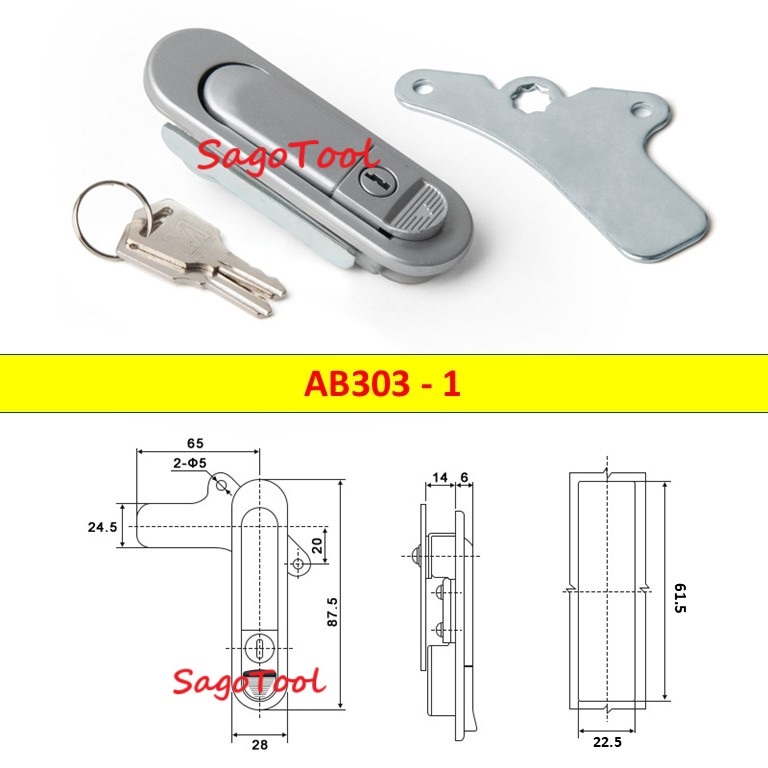 Khóa cửa tủ điện bền đẹp, chống gỉ sét kích thước AB301, AB302, AB303 - Ảnh 2