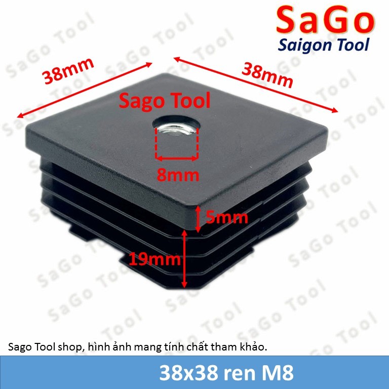 Nắp chụp sắt hộp, đầu bịt chân bàn ghế loại nhựa có ren nhiều kích thước - Ảnh 9