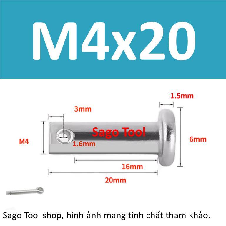 Trục gài chốt chẻ, chốt định vị bắt chốt chẻ size 3ly 4ly 5ly 6ly 8ly - Ảnh 8