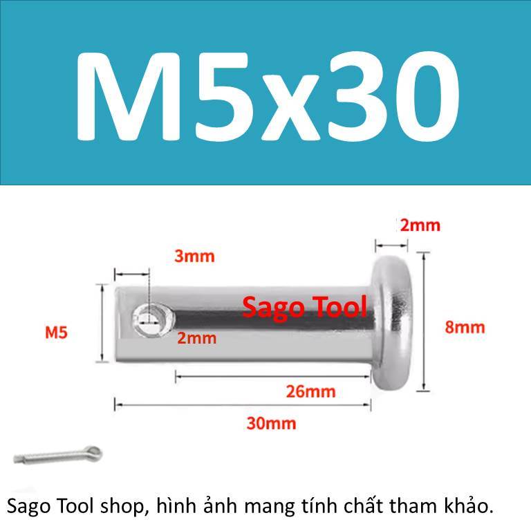 Trục gài chốt chẻ, chốt định vị bắt chốt chẻ size 3ly 4ly 5ly 6ly 8ly - Ảnh 21