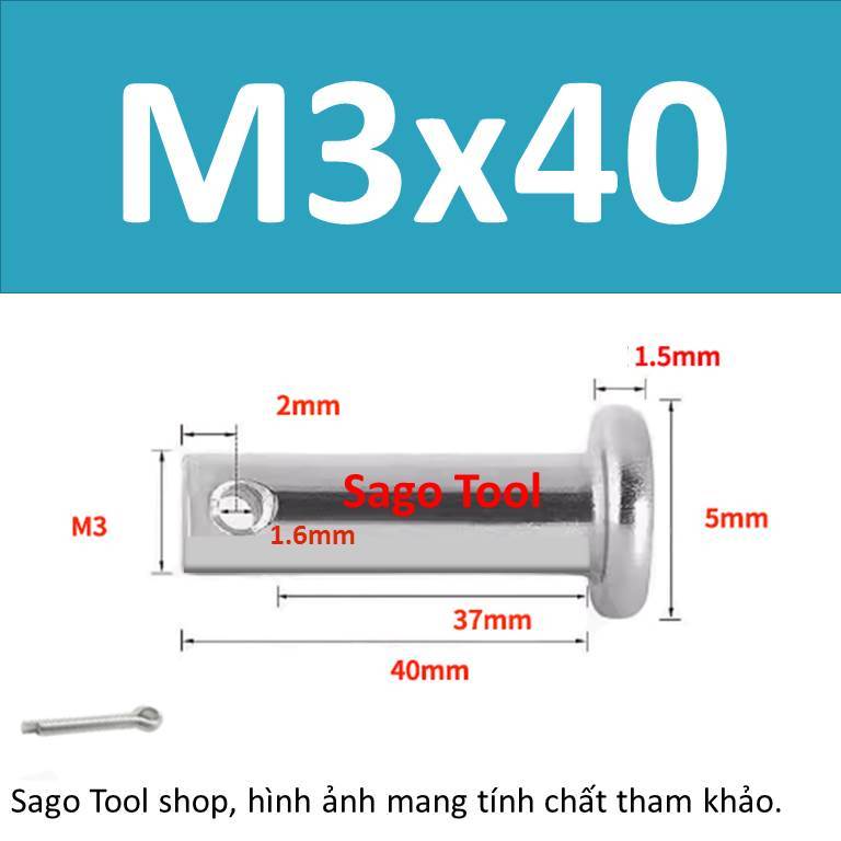 Trục gài chốt chẻ, chốt định vị bắt chốt chẻ size 3ly 4ly 5ly 6ly 8ly - Ảnh 10