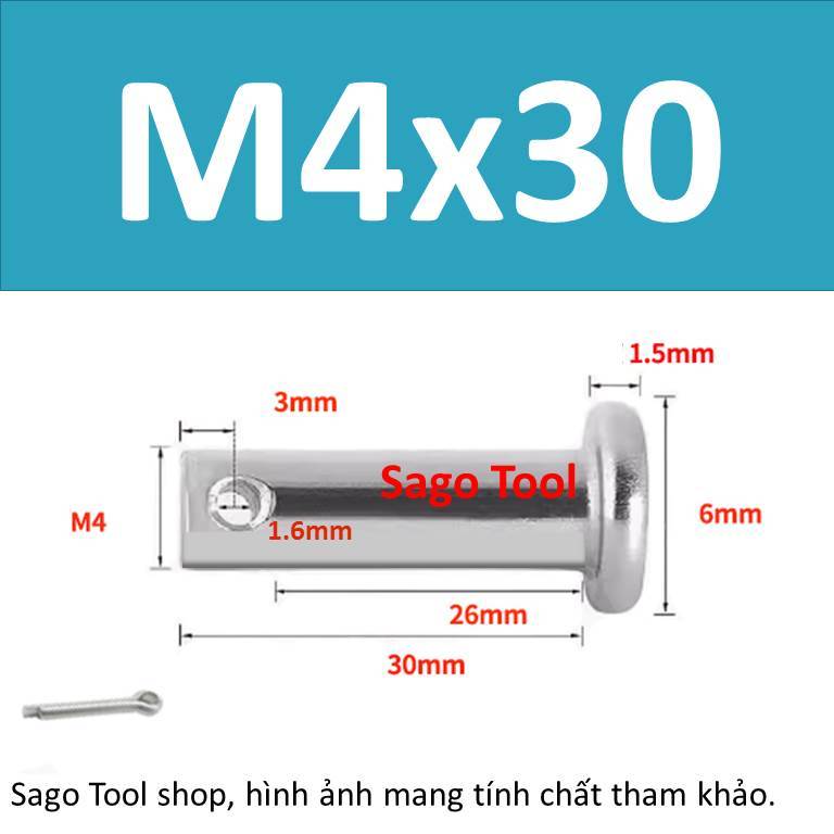 Trục gài chốt chẻ, chốt định vị bắt chốt chẻ size 3ly 4ly 5ly 6ly 8ly - Ảnh 18