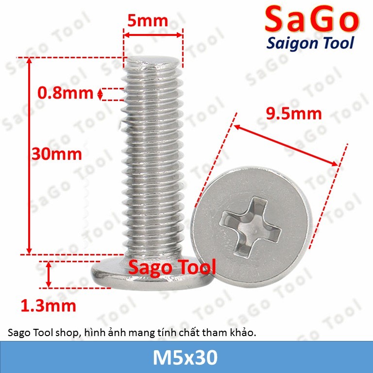 Ốc vít inox 304 đầu pake dẹp mỏng phẳng 3ly 4ly 5ly 6 ly (10 con) - Ảnh 24