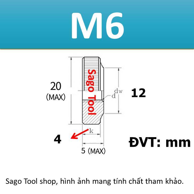 Núm vặn ren tròn inox 304 size M3 M4 M5 M6 M8 M10 loại tốt - Ảnh 5