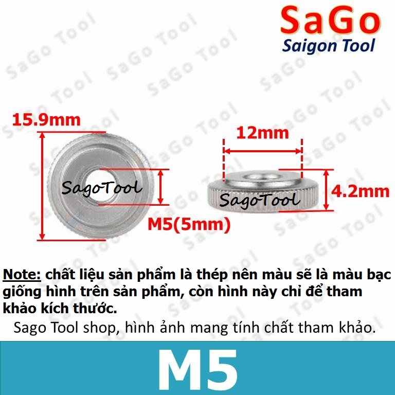 Núm vặn ren tròn bằng thép size M3 M4 M5 M6 M8 M10 - Ảnh 7