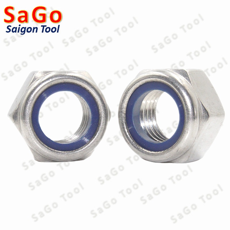 Đai Ốc, Tán Keo Chống Tháo Inox 304 M3, M4, M5, M6, M8, M10, M12 loại tốt - Ảnh 2