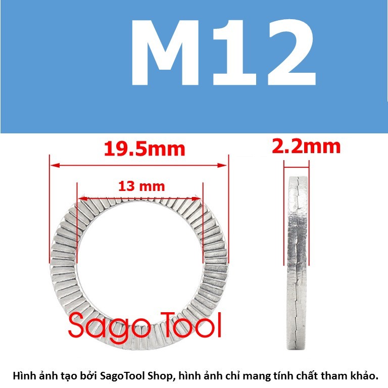 Long đền chống xoay, lông đền răng chống tháo, Long đen Inox 304 cho bulong 3 ly 6 ly 8 ly 10 ly 12 ly - Ảnh 4