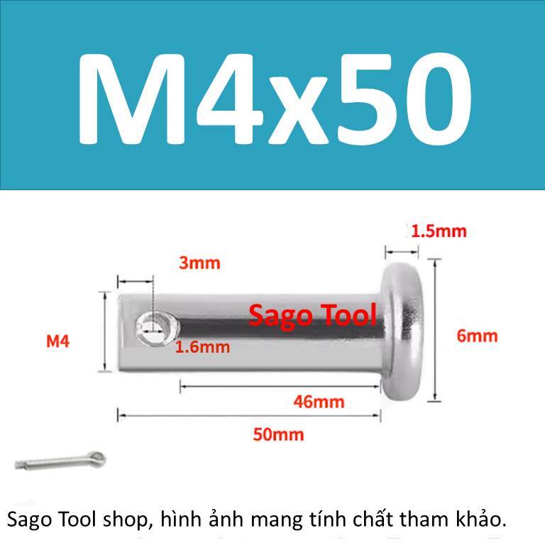 Trục gài chốt chẻ, chốt định vị bắt chốt chẻ size 3ly 4ly 5ly 6ly 8ly - Ảnh 20