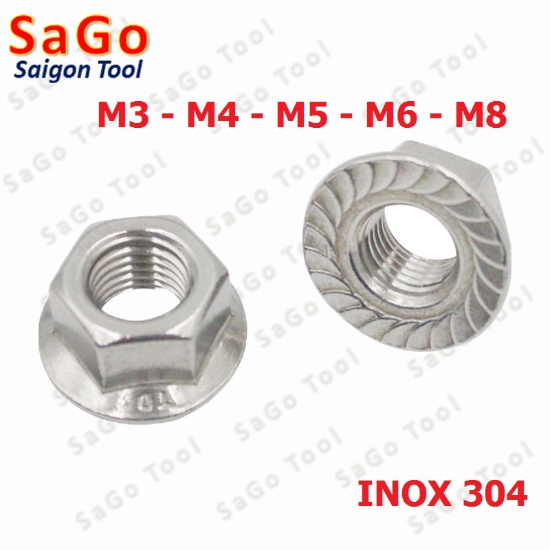 Đai ốc liền long đền INOX 304 - Tán liền long đền Tán Hở M3 M4 M5 M6 M8 M10 M12 - Ảnh 8