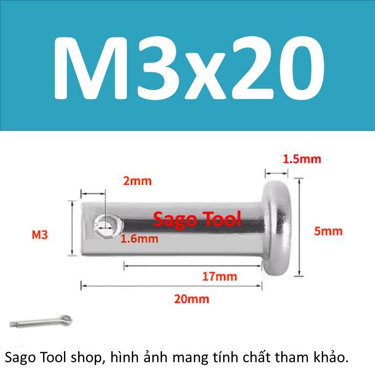 Trục gài chốt chẻ, chốt định vị bắt chốt chẻ size 3ly 4ly 5ly 6ly 8ly - Ảnh 16