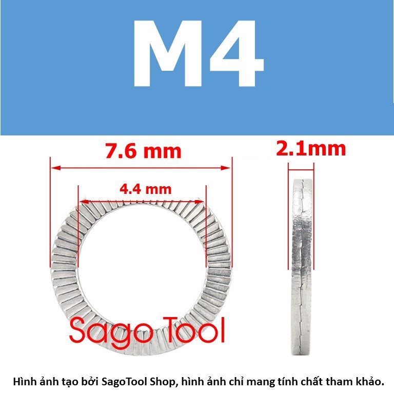Long đền chống xoay, lông đền răng chống tháo, Long đen Inox 304 cho bulong 3 ly 6 ly 8 ly 10 ly 12 ly - Ảnh 6