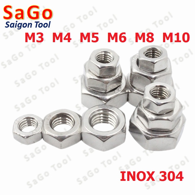 Đai Ốc, Tán Dẹp, Tán Ecu Inox 304 Dùng Cho Bulong M3, M4, M5, M6, M8, M10, M12 Loại Tốt 10con - Ảnh 6