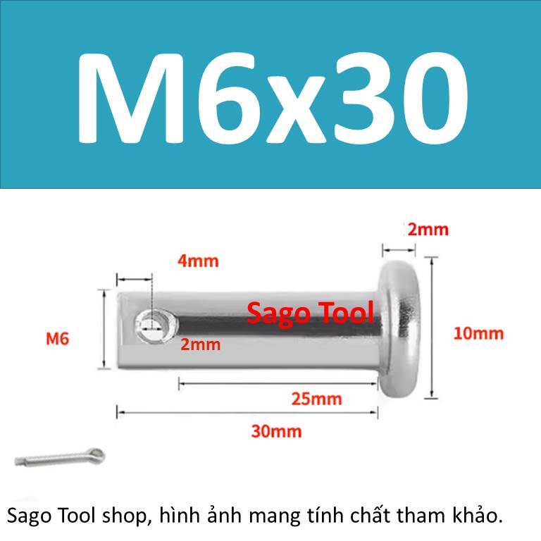 Trục gài chốt chẻ, chốt định vị bắt chốt chẻ size 3ly 4ly 5ly 6ly 8ly - Ảnh 3