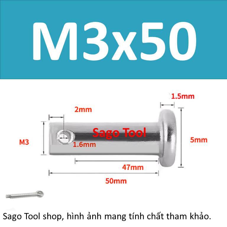 Trục gài chốt chẻ, chốt định vị bắt chốt chẻ size 3ly 4ly 5ly 6ly 8ly - Ảnh 17