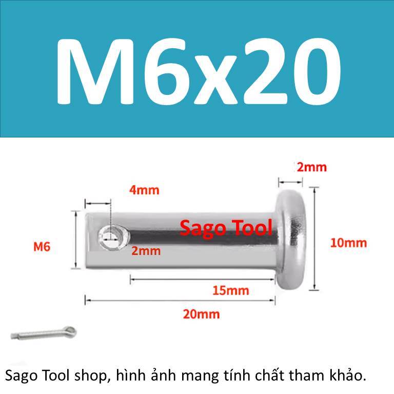 Trục gài chốt chẻ, chốt định vị bắt chốt chẻ size 3ly 4ly 5ly 6ly 8ly - Ảnh 23
