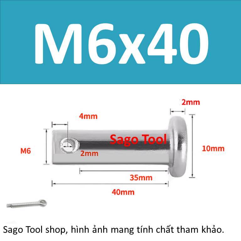 Trục gài chốt chẻ, chốt định vị bắt chốt chẻ size 3ly 4ly 5ly 6ly 8ly - Ảnh 9