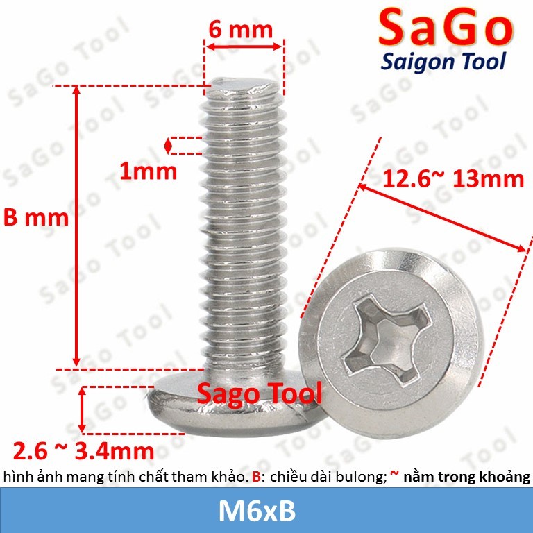 Ốc vít inox 304 đầu pake dẹp mỏng vát 3ly 4ly 5ly 6 ly (10 con) - Ảnh 32