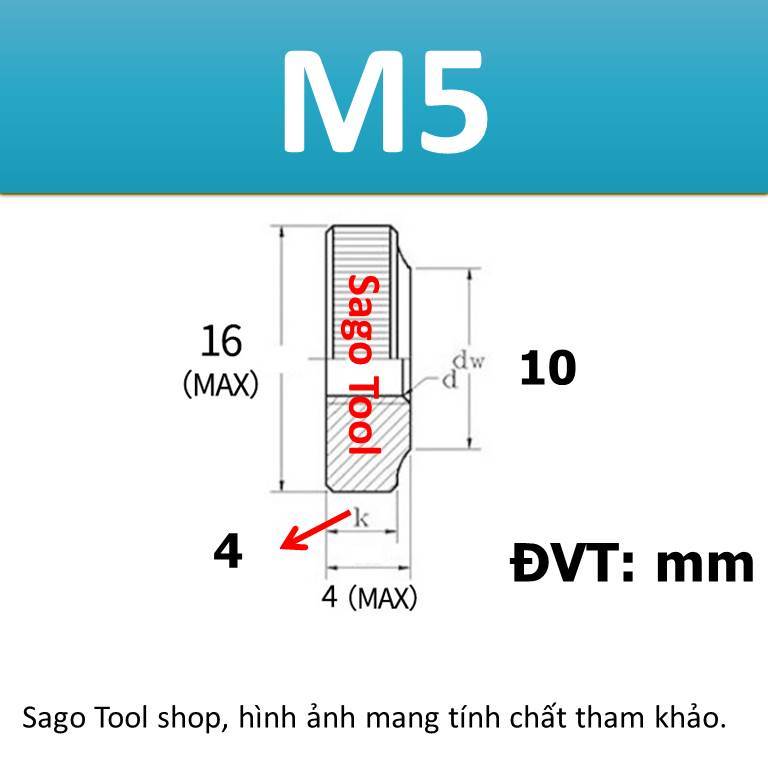Núm vặn ren tròn inox 304 size M3 M4 M5 M6 M8 M10 loại tốt - Ảnh 4