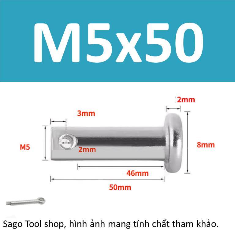 Trục gài chốt chẻ, chốt định vị bắt chốt chẻ size 3ly 4ly 5ly 6ly 8ly - Ảnh 11