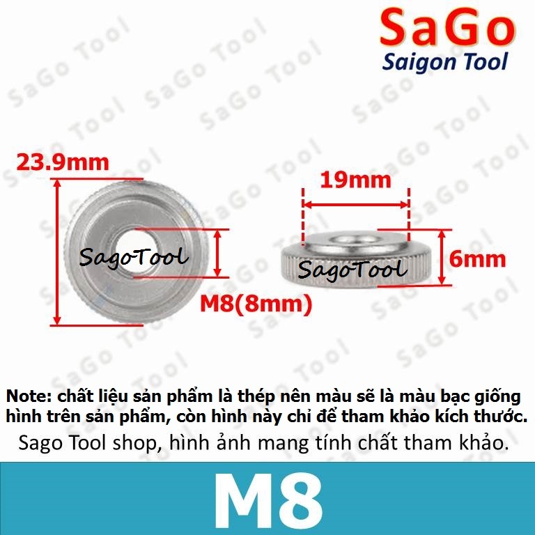 Núm vặn ren tròn bằng thép size M3 M4 M5 M6 M8 M10 - Ảnh 3
