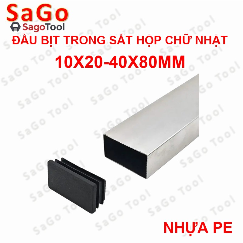 Đầu bịt trong cho sắt hộp chữ nhật 10x20 - 40x80, nắp bịt chân bàn ghế loại nhựa (5 cái) - Ảnh 2