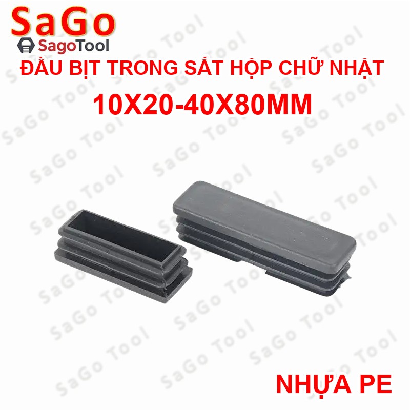 Đầu bịt trong cho sắt hộp chữ nhật 10x20 - 40x80, nắp bịt chân bàn ghế loại nhựa (5 cái) - Ảnh 3