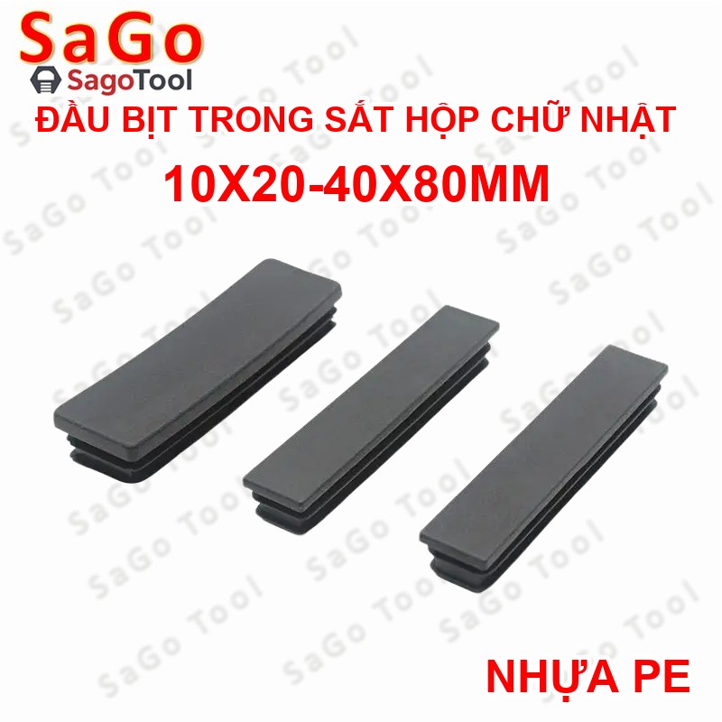 Đầu bịt trong cho sắt hộp chữ nhật 10x20 - 40x80, nắp bịt chân bàn ghế loại nhựa (5 cái) - Ảnh 4