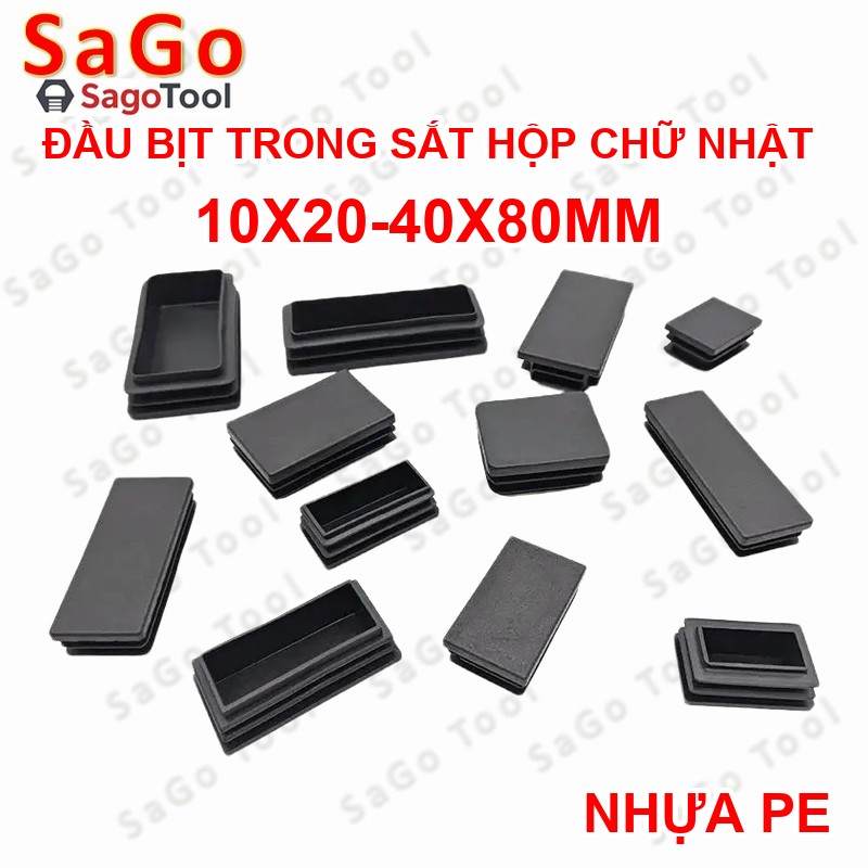 Đầu bịt trong cho sắt hộp chữ nhật 10x20 - 40x80, nắp bịt chân bàn ghế loại nhựa (5 cái) - Ảnh 5