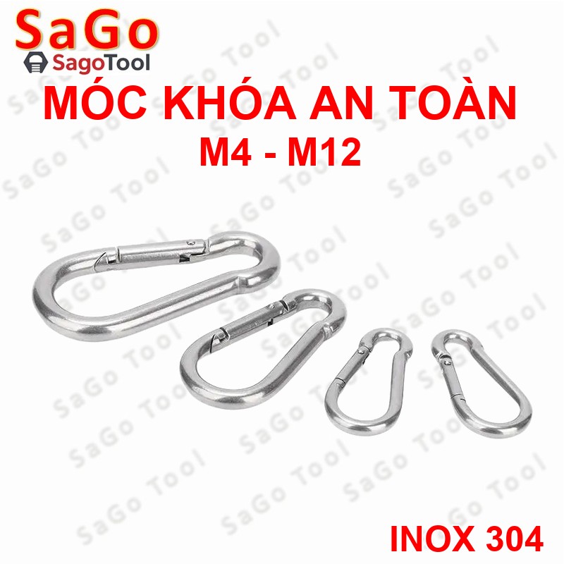 Móc khóa an toàn Carabiner inox 304 loại tiêu chuẩn - Móc khóa đa năng size M4 M5 M6 M8 M10 M12 - Ảnh 5