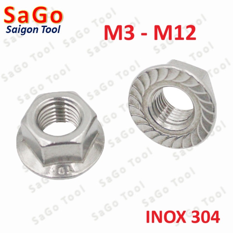 Đai ốc liền long đền INOX 304 - Tán liền long đền Tán Hở M3 M4 M5 M6 M8 M10 M12