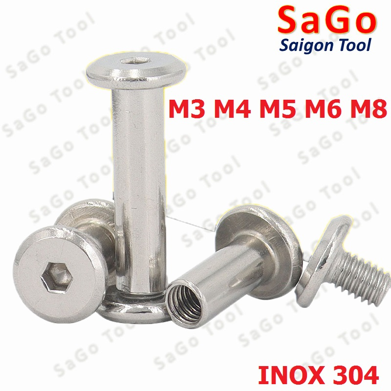 Đinh tán inox, đinh tán vặn ren inox 304 đầu lục giác 3ly 4 ly 5ly 6ly 8ly
