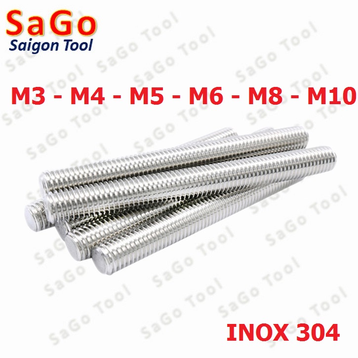 Cây ty ren INOX 304 M3 M4 M5 M6 M8 M10